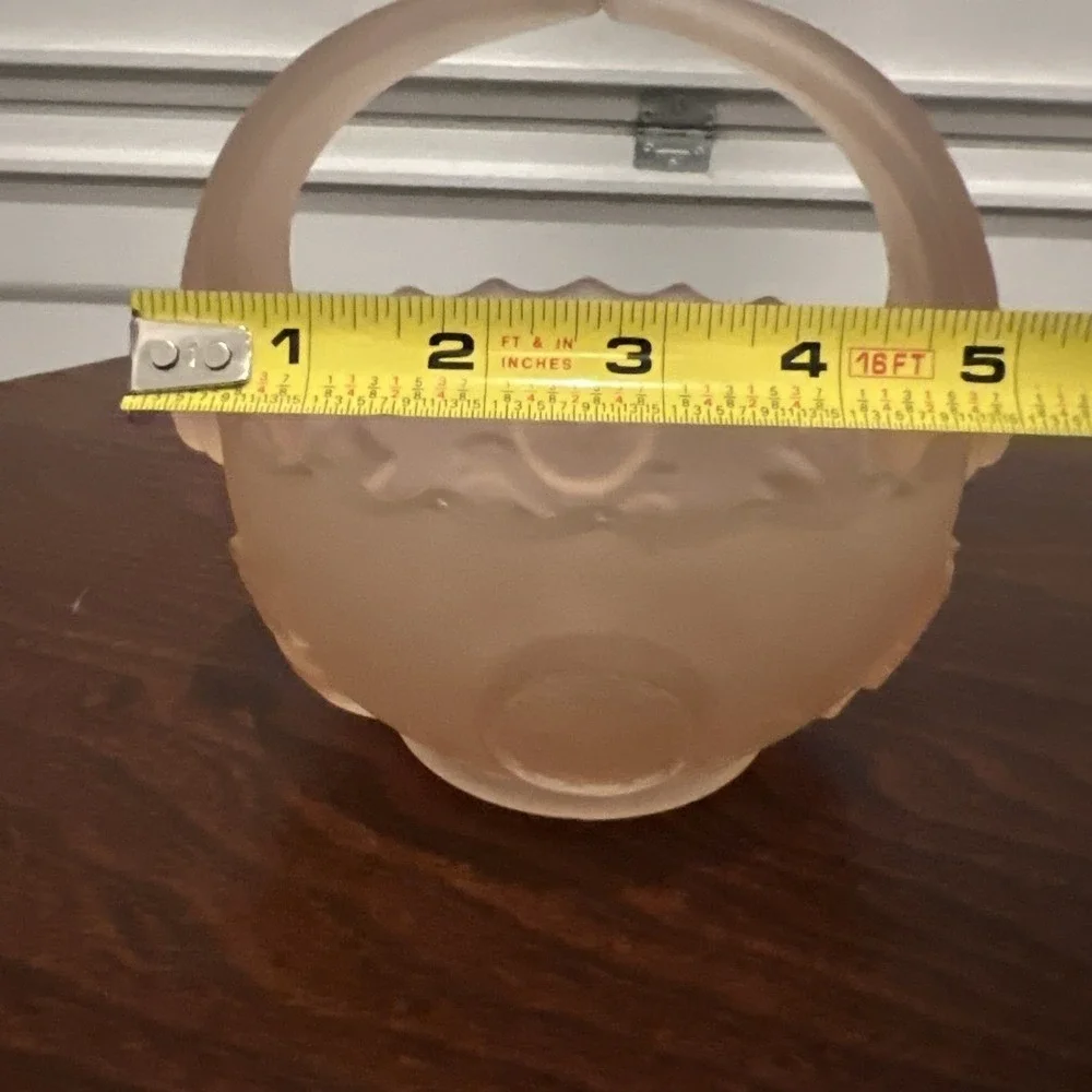 VTG Imperial Glass Pink Satin Basket 5